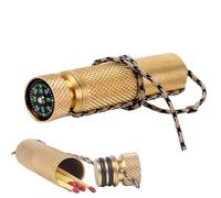 Brújula de caja de cerillas, contenedor de cerillas de metal | Pastillero con llavero de latón para exteriores | Estuche impermeable para cerillas para hilos de pescar, tapones para los oídos,