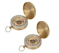 Brújula de latón de 2 Piezas, brújula Dorada con Tapa abatible y Herramientas de navegación con función Luminosa, Tipo de Reloj de Bolsillo clásico para Acampar al Aire Libre