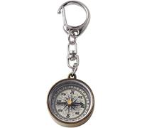 Brújula de metal de aleación de zinc dorada con cadena, llavero de brújula de camping, herramientas de navegación, llavero, brújulas electrónica y gadgets accesorios de recreación
