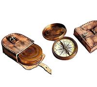 Brújula de Poema Robert Frost de 2.5 Pulgadas con Funda de Transporte de Cuero Hecha a Mano, Regalo rústico Vintage para decoración del hogar