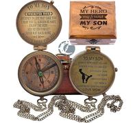 Brújula de regalo para hijo con funda de cuero, regalos de mamá a hijo, regalos para mi hijo, regalo de madre a hijo, regalo ideal para el día de graduación, cumpleaños de hijo o confirmación (con