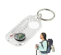 Brújula de supervivencia de bolsillo, brújula y termómetros, multiherramienta de supervivencia de brújula, llavero pequeño resistente a la intemperie, llavero de tamaño mínimo de bolsillo para