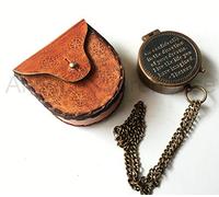 Brújula de Trabajo de latón Macizo Antiguo Coleccionable con Estuche de Cuero