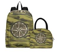 Brújula Ejército Arte Mochila de Estudiantes Bolsa Térmica para Fiambrera Mochilas Bolsa del Almuerzo para Niñas Escolar Niños