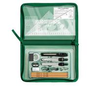 Brújula en estuche, 26 piezas, con juego de escuadra, regla, puntas de repuesto para compás, portaminas y puntas de repuesto, hoja de ruta, borrador y sacapuntas, SET DE GEOMETRÍA en estuche