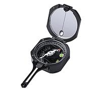 Brújula geológica portátil profesional DQL-8 con clinómetro de aluminio antimagnética, brújula de senderismo con espejo con bolsa de cuero para topógrafos, forestales, minas militares meteorológicas