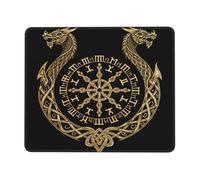 Brújula Mágica Rúnica De Guerrero Vikingo De Oro De La Mitología Nórdica Mouse Pad Agradable Alfombrilla De Escritorio Bordes Cosidos Mousepad para Pc Ordenador Hogar 25X30Cm