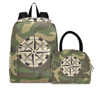 Brújula Mapa Mármol Mochila de Estudiantes Bolsa Térmica para Fiambrera Mochilas Bolsa del Almuerzo para Niñas Escolar Niños