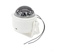 Brújula marina con luz LED, buscador de dirección impermeable de 12 V CC, soporte de base giratorio de 360 grados para navegación de barcos y yates, ángulo de desviación ajustable (blanco)