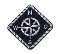 Brújula marítima - Parches Termoadhesivos Bordados Aplique Para Ropa, Tamaño: 7 x 7 cm