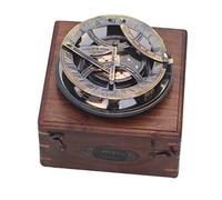 Brújula náutica de latón de 12,7 cm grande en caja de palisandro, regalo vintage calibrado de alta calidad, Navidad, bautizo, graduación, reloj de sol, náutico, aniversario, día del padre