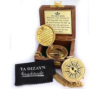 Brújula para mi hijo con caja de madera, brújula de mamá a hijo, regalos de padre a hijo, para mi nieto, regalos del día de graduación para hijo, cumpleaños, bautizo, graduación, confirmación, brújula