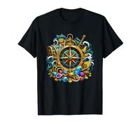 Brújula Pirata náutica y Joyas de Calavera del Tesoro Escondido Camiseta