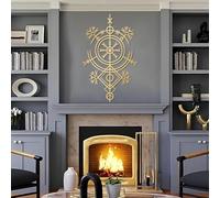 Brújula vikinga Vegvisir de Metal Negro, Arte de Pared, decoración de Pared con círculo de runas nórdicas Tradicionales de Metal, brújula Vegvisir, Escultura de Arte Moderno para Sala d