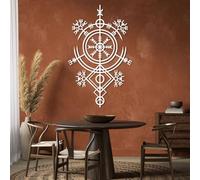 Brújula vikinga Vegvisir de Metal Negro, Arte de Pared, decoración de Pared con círculo de runas nórdicas Tradicionales de Metal, brújula Vegvisir, Escultura de Arte Moderno para Sala d