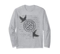 Brújula vikinga Vegvisir, runas vikingas de cuervos míticos Manga Larga