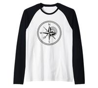 Brújula Vinilo Rosa Shantycore Símbolo Camiseta Manga Raglan