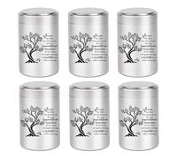 BRUKUSUR Urnas pequeñas para Cenizas humanas, Juego de 6 Mini urnas de Acero Inoxidable con patrón de árbol de la Vida, urnas de Recuerdo de 3 Pulgadas, contenedor conmemorativo de Cenizas Plateado