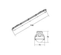 BRUMBERG Humid One luminaria con difusor de emergencia 119cm
