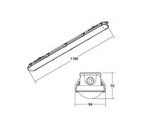 BRUMBERG Humid One Pro luminaria LED con difusor Dali 119cm