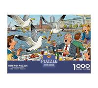 Brunch del sábado en HafenCity, Hamburgo Puzzle De Madera Impermeable Puzzles De 1000 Piezas para Adultos Imposible Rompecabezas Juegos Educativos