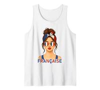 Brune Fille Française Drapeau de la France Copine ou Épouse Camiseta sin Mangas