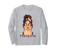 Brune Fille Française Drapeau de la France Copine ou Épouse Manga Larga
