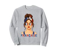 Brune Fille Française Drapeau de la France Copine ou Épouse Sudadera