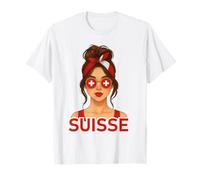 Brune Fille Suisse Drapeau Suisse Copine et Épouse Suisse Camiseta