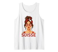 Brune Fille Suisse Drapeau Suisse Copine et Épouse Suisse Camiseta sin Mangas