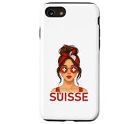 Brune Fille Suisse Drapeau Suisse Copine et Épouse Suisse Carcasa para iPhone SE (2020) / 7 / 8