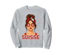 Brune Fille Suisse Drapeau Suisse Copine et Épouse Suisse Sudadera