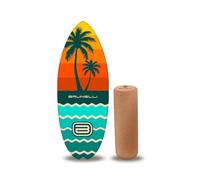 Brunelli Juego de tabla de equilibrio de madera con rodillo de corcho, para entrenamiento de estabilidad, para principiantes, avanzados (Halfshell 88 cm + rodillo de corcho)