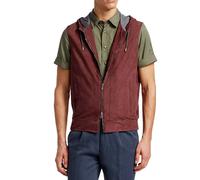Brunello Cucinelli Ante Velour Capucha Sudadera Cuero Chaleco Chaqueta M