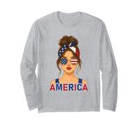 Brunette American Girl America Flag American Girlfriend Wife Manga Larga