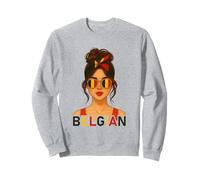 Brunette Belgian Girlfriend Belgium Flag Belgian Wife Sudadera