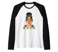 Brunette Bosnian Girl Bosnia Flag Bosnian Girlfriend Wife Camiseta Manga Raglan