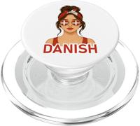 Brunette Danish Girl Denmark Flag Danish Girlfriend Wife PopSockets PopGrip para MagSafe