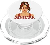 Brunette Danish Girl Denmark Flag Danish Girlfriend Wife PopSockets PopGrip para MagSafe