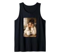 Brunette Doll Smoking Aesthetic Art Coffee Time Morning Mood Camiseta sin Mangas