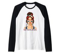 Brunette Dutch Girl Netherlands Flag Dutch Girlfriend Wife Camiseta Manga Raglan
