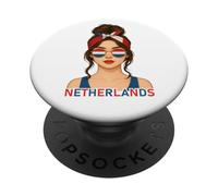 Brunette Dutch Girl Netherlands Flag Dutch Girlfriend Wife PopSockets PopGrip Adhesivo