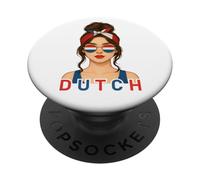 Brunette Dutch Girl Netherlands Flag Dutch Girlfriend Wife PopSockets PopGrip Adhesivo