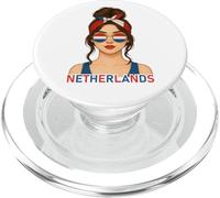 Brunette Dutch Girl Netherlands Flag Dutch Girlfriend Wife PopSockets PopGrip para MagSafe
