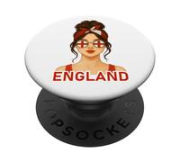 Brunette English Girl England Flag English Girlfriend Wife PopSockets PopGrip Adhesivo