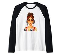 Brunette German Girl Germany Flag German Girlfriend Wife Camiseta Manga Raglan