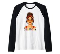 Brunette German Girl Germany Flag German Girlfriend Wife Camiseta Manga Raglan