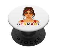 Brunette German Girl Germany Flag German Girlfriend Wife PopSockets PopGrip Adhesivo