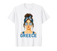 Brunette Greek Girl Greece Flag Greek Girlfriend Wife Camiseta