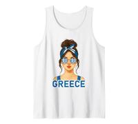 Brunette Greek Girl Greece Flag Greek Girlfriend Wife Camiseta sin Mangas